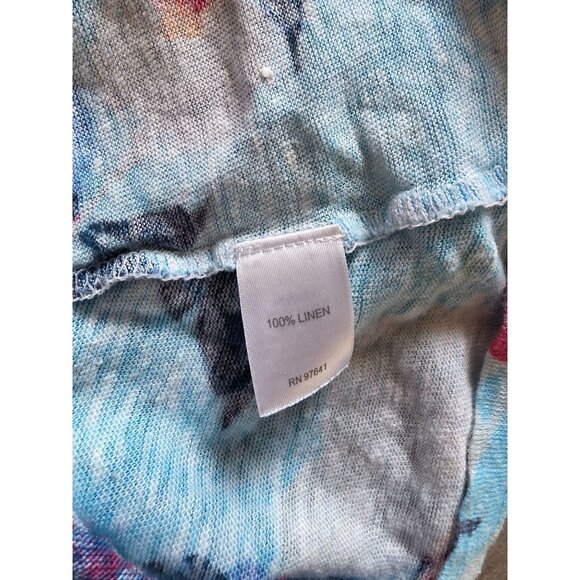 J. Jill Love Linen XS Floral Print Top Blue & Pink Short Sleeve - Picture 5 of 7